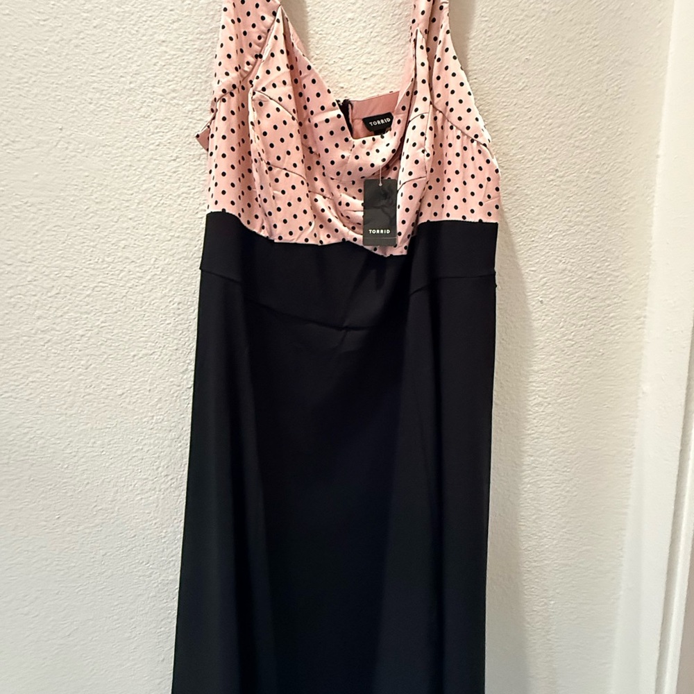 Torrid Pink and Black Polka Dot Dress